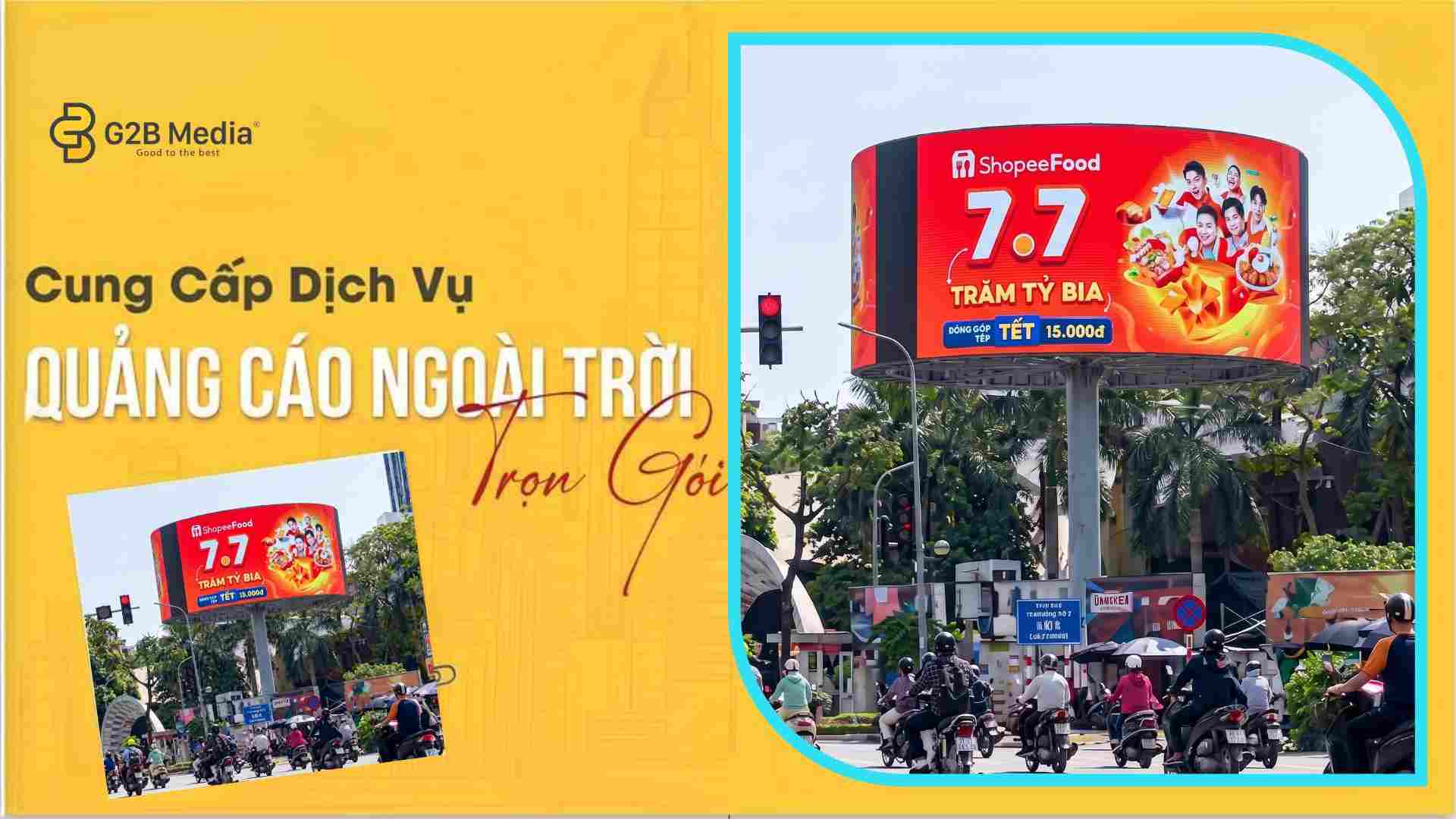 Màn hình led chiếu quảng cáo Shopee Food sắc nét tại 43 Nguyễn Chí Thanh, Hà Nội