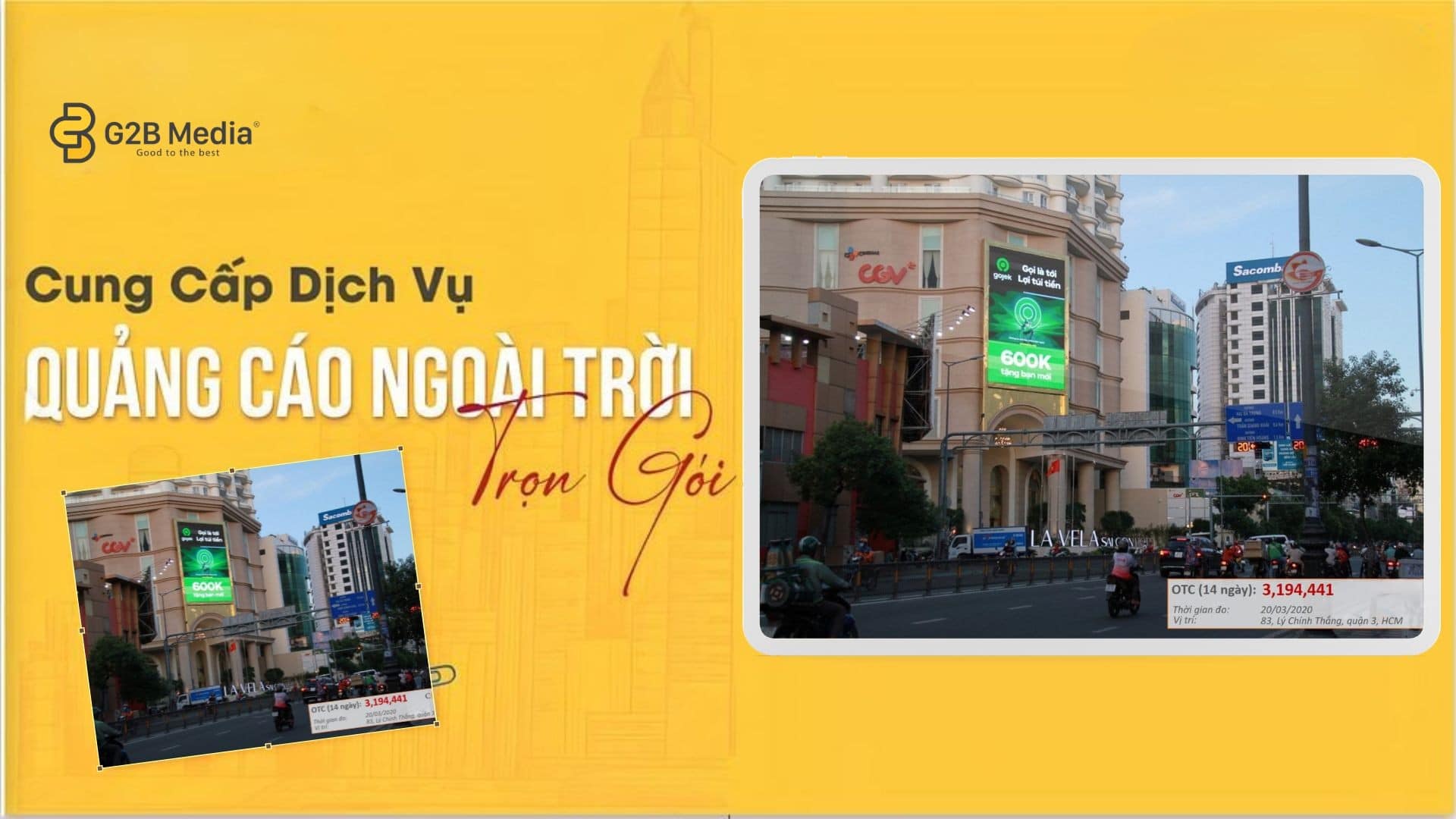 Màn hình LED tại vị trí 83 Lý Chính Thắng, Quận 3, Hồ Chí Minh rực rỡ