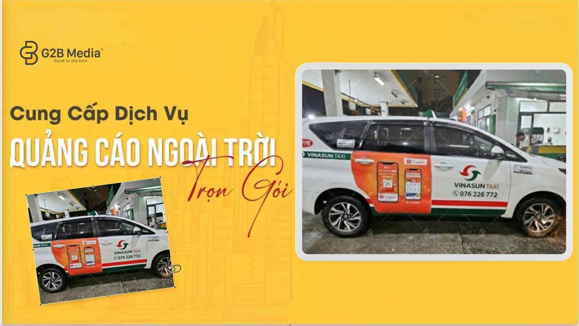 Dán quảng cáo trên xe taxi Vinasun 2 cánh cửa sau xe