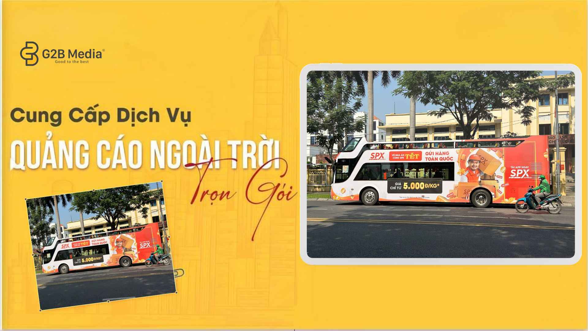 Dán quảng cáo trên xe bus 2 tầng
