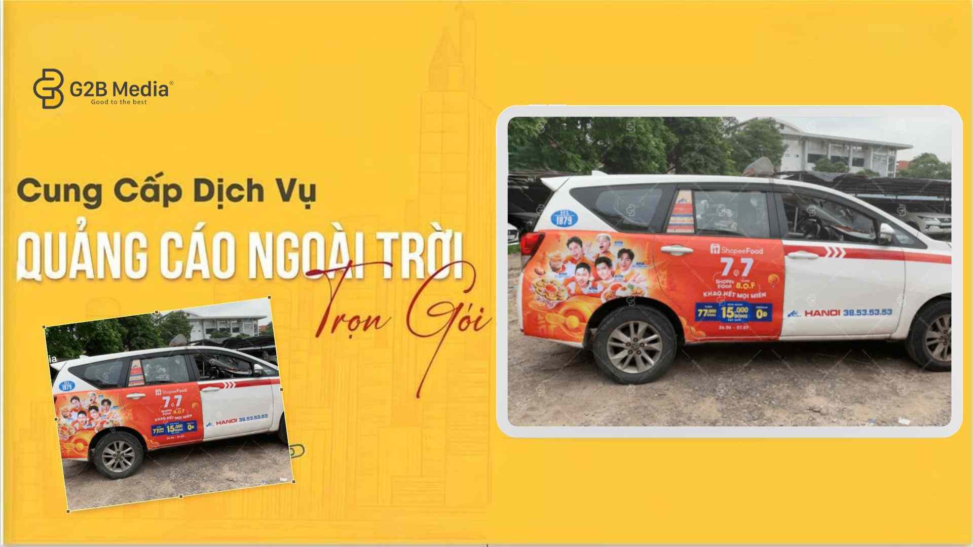 Quảng cáo trên xe taxi Vinasun ở Hà Nội sự kiện Khao Hết Mọi MIền của Shopee Food ngày 07.07.2025