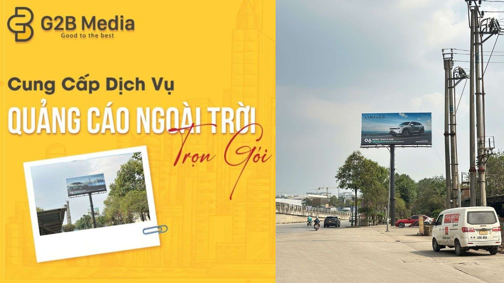 thuê vị trí quảng cáo billboard một cột tại ngã 4 Gia Thụy