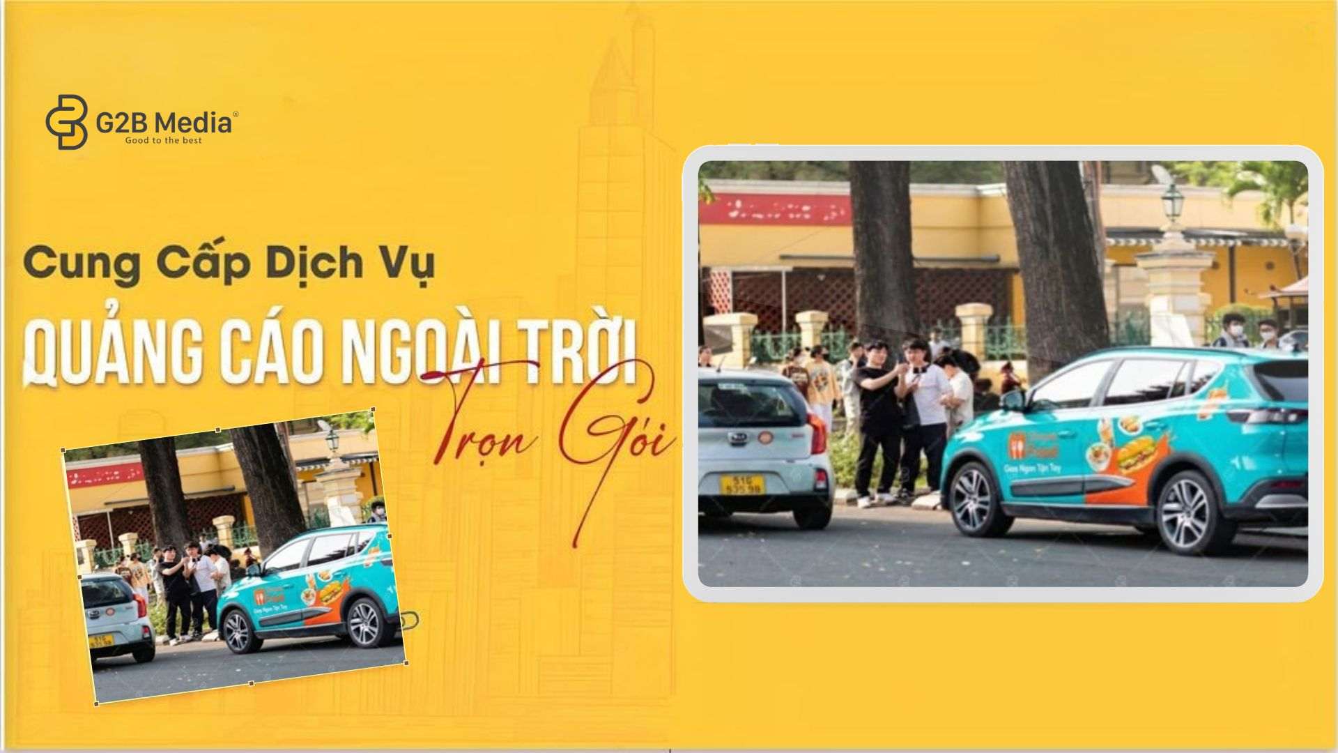 nghiệm thu thực tế quảng cáo Shopee Food trên xe taxi xanh SM