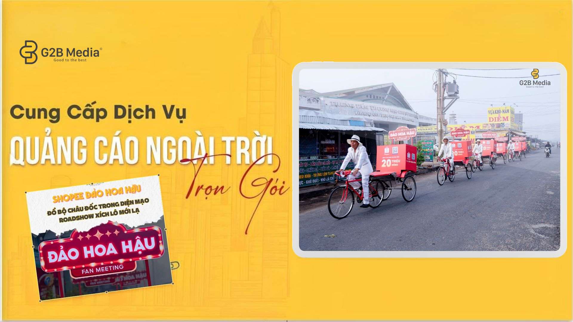 Chạy roadshow xích lô Shopee đảo hoa hậu