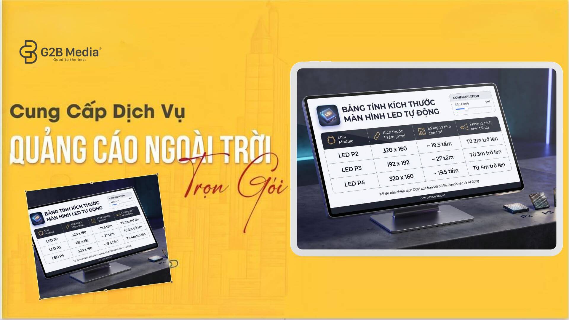 Hướng dẫn sử dụng bảng tính kích thước màn hình led chuẩn