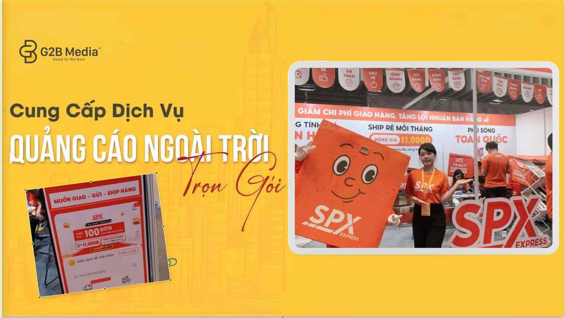 Dịch vụ tổ chức activation và quảng cáo ngoài trời trọn gói của G2B Media tại sự kiện của thương hiệu SPX Express.