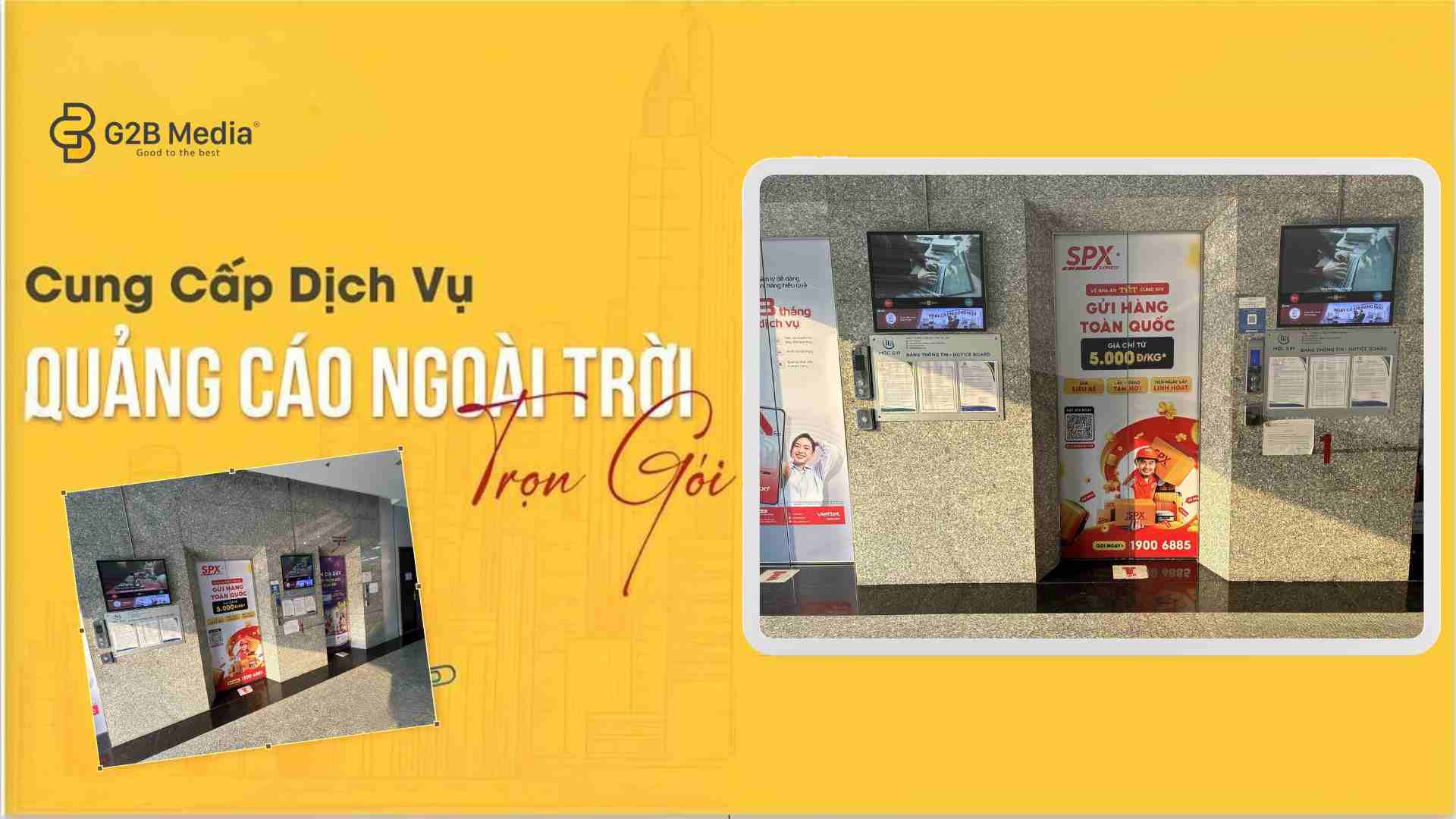 G2B Media thi công dán quảng cáo thang máy SPX Express tại tòa nhà Mộc Gia