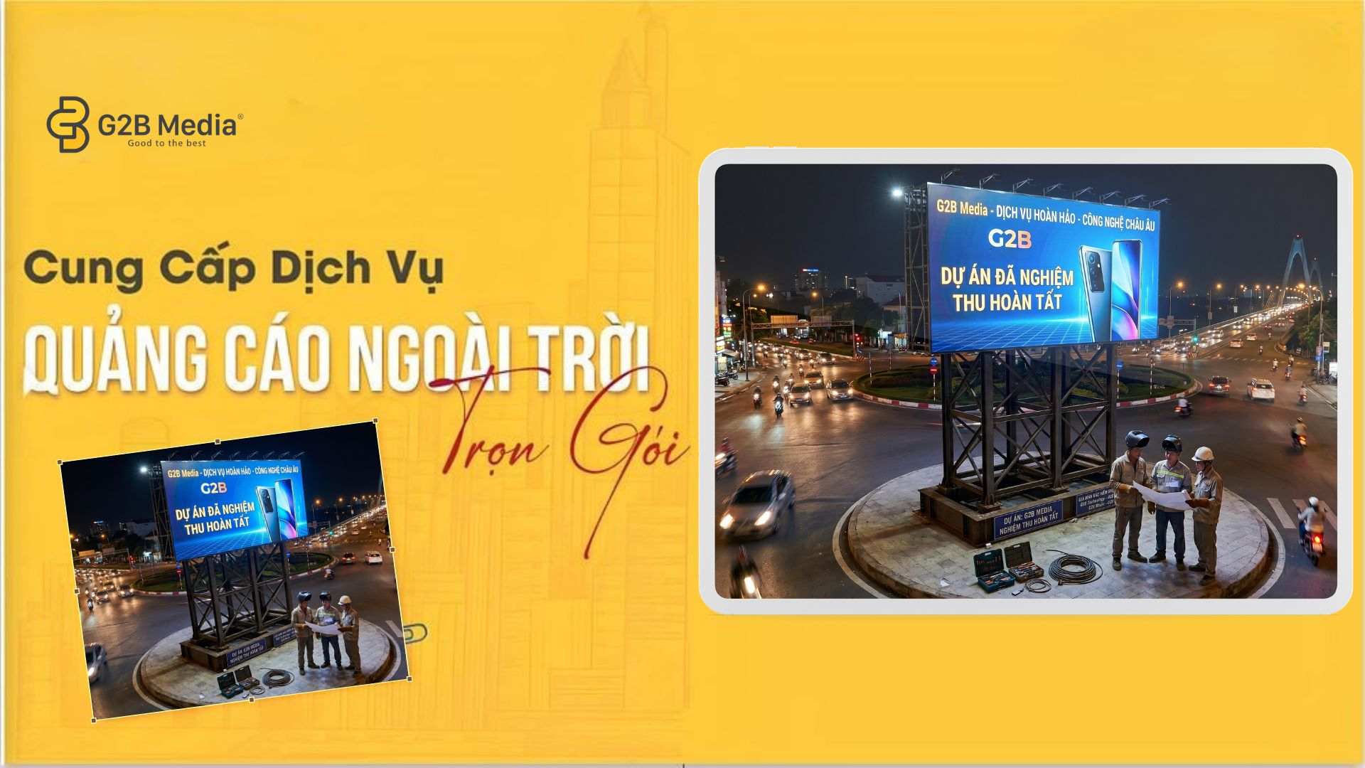 Nghiệm thu an toàn bảng hiệu quảng cáo ngoài trời ban đêm