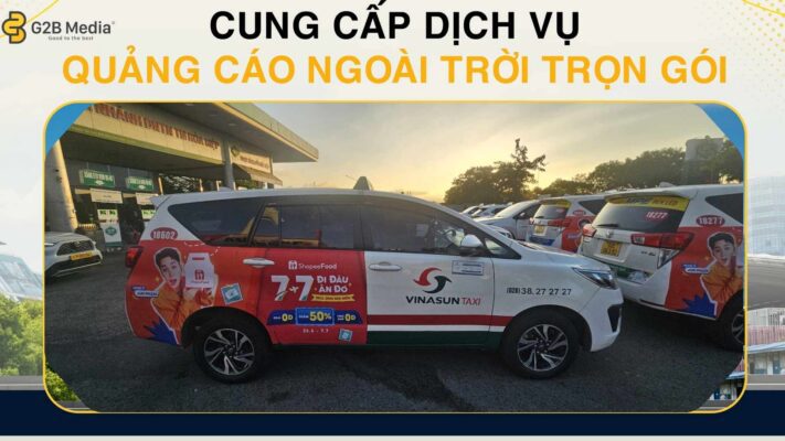 Quảng cáo taxi full 2 cánh chiến dịch ShopeeFood 7.7 Đi Đâu Ăn Đó trên Vinasun tại Hồ Chí Minh.