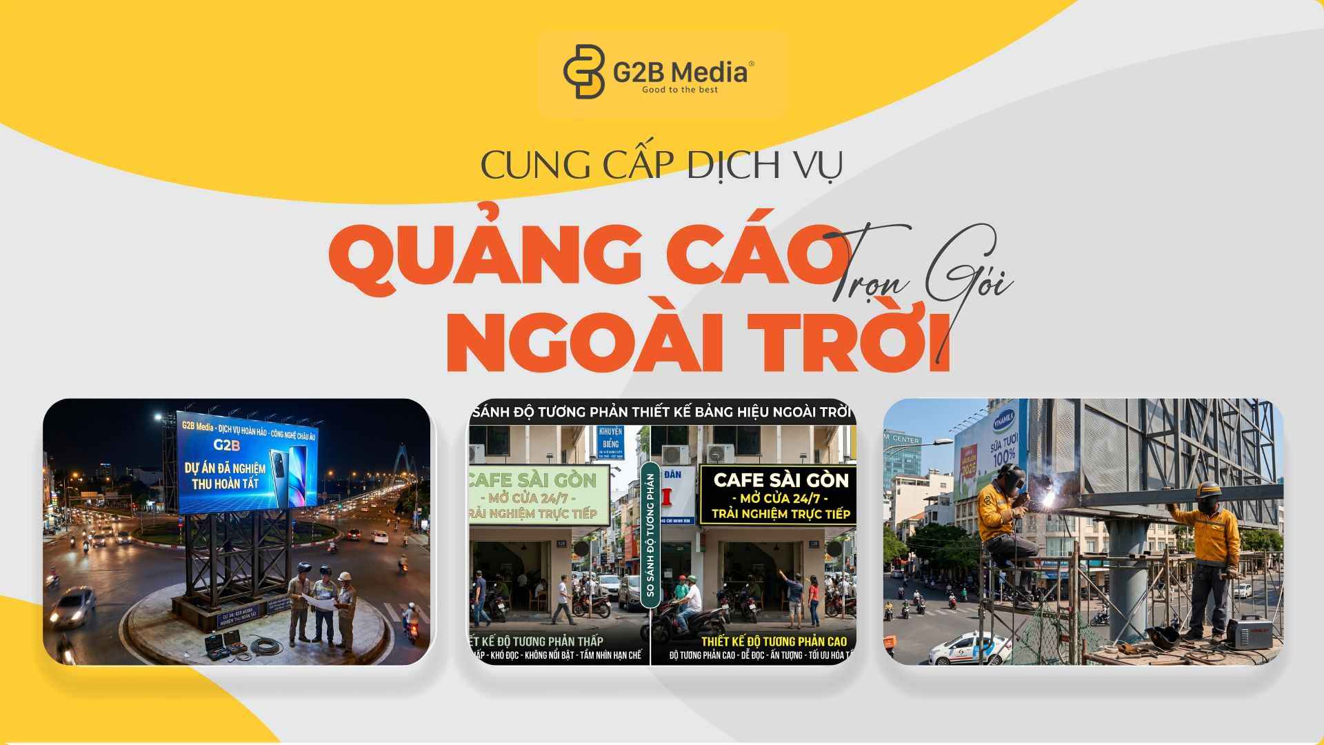 Tổng quan các hình ảnh mô tả nội dung bảng hiệu ngoài trời