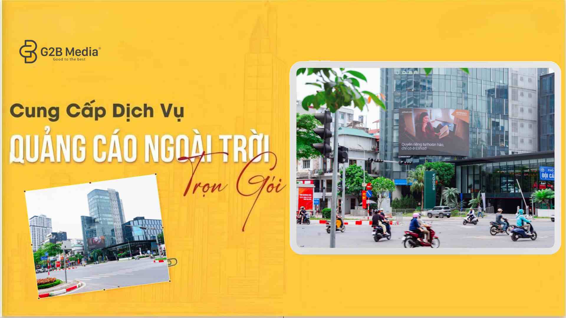 Lưu lượng giao thông qua ngã tư liễu giai đội cần xem Quảng cáo LED TID Center 4 Liễu Giai Etihad Airways của G2B Media thực hiện