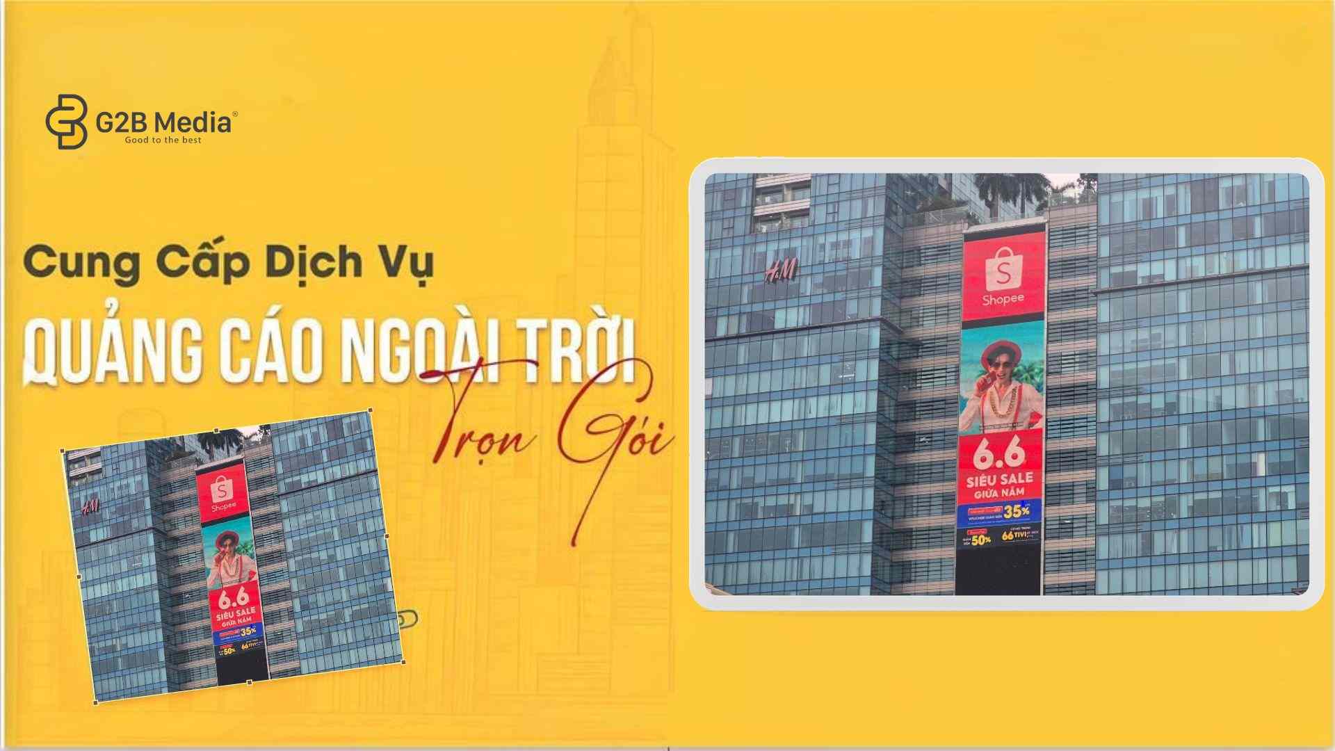 Cận cảnh chất lượng hiển thị sắc nét của dự án Quảng cáo LED Vincom Đồng Khởi Shopee Siêu Sale 6.6.2026 | G2BMedia vào ban ngày