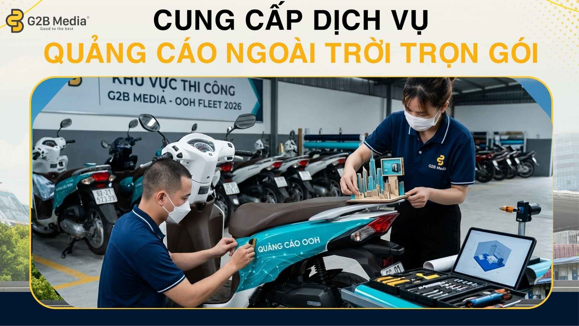 Quy trình trang trí và chuẩn bị roadshow bằng xe máy