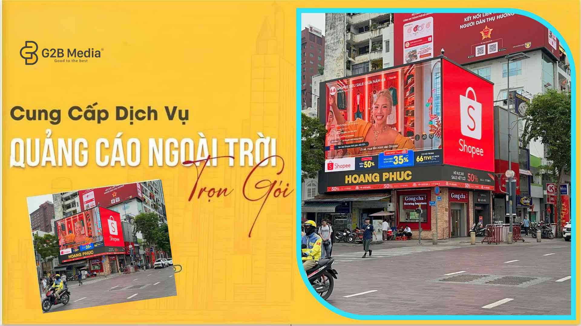 Quảng cáo led 52 Nguyễn Huệ Shopee Siêu Sale 6.6.2026 G2B Media hoành tráng
