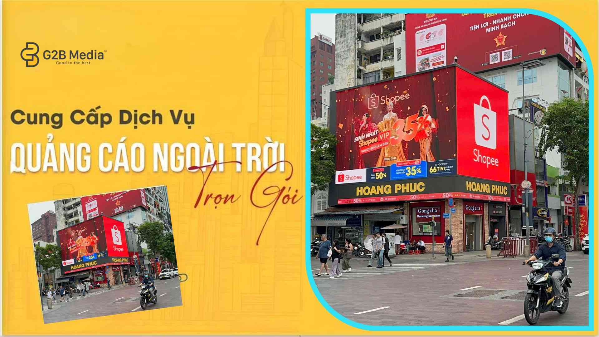 Quảng cáo kỹ thuật số hiển thị rõ nét dưới trời nắng gắt