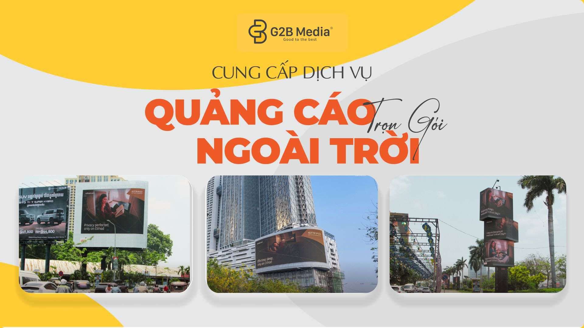 Hình ảnh tổng quan dự án quảng cáo LED Campuchia Etihad Airways G2B Media thực hiện trọn gói