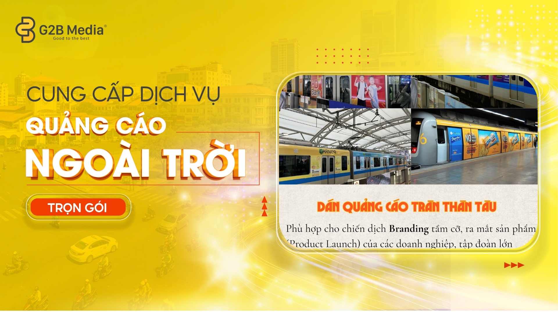 Hình thức quảng cáo dán decal trên thân tàu metro.