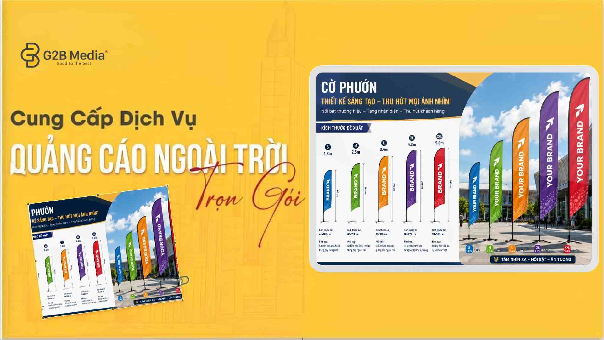 Thiết kế sáng tạo kích thước phướn dọc thu hút