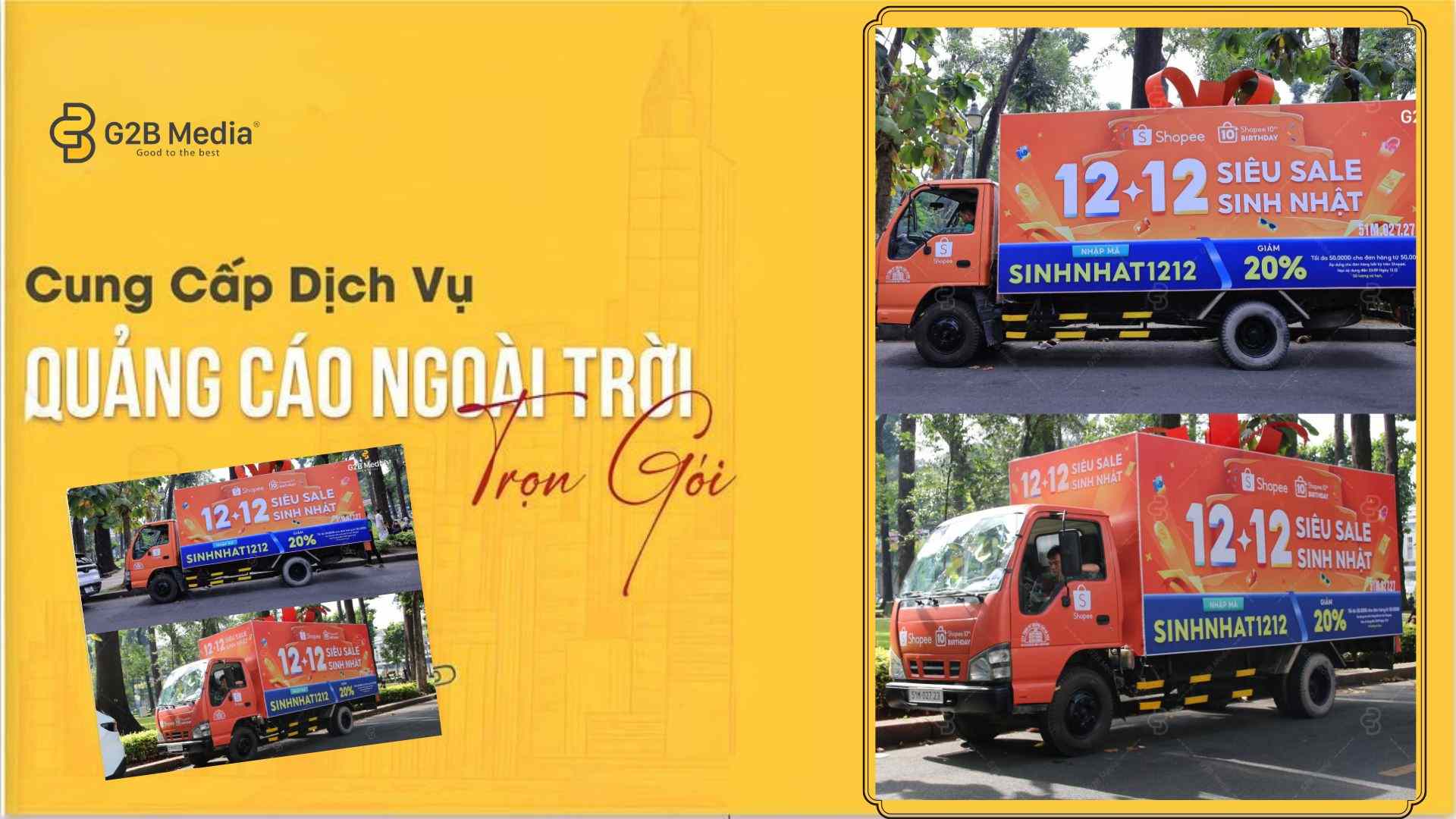 Roadshow xe tải Shopee 12.12.2026 nổi bật với mô hình nơ quà 3D khổng lồ