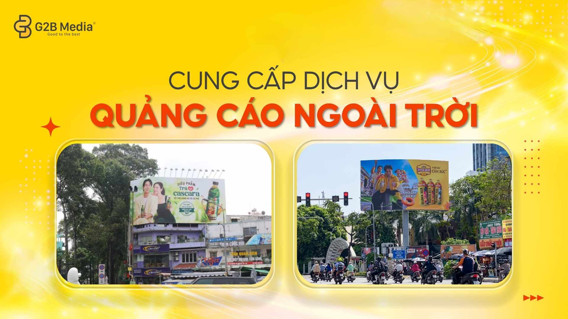 Pano quảng cáo ngoài trời ốp tường và billboard trụ độc lập.