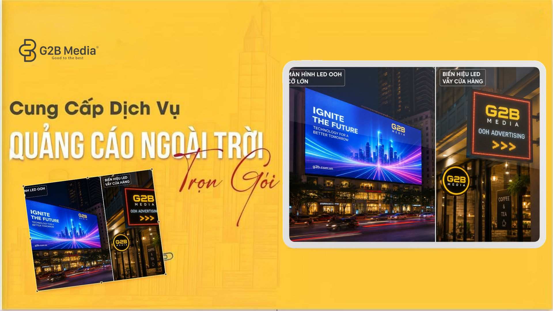 So sánh màn hình LED OOH cỡ lớn và biển hiệu LED vẫy cửa hàng