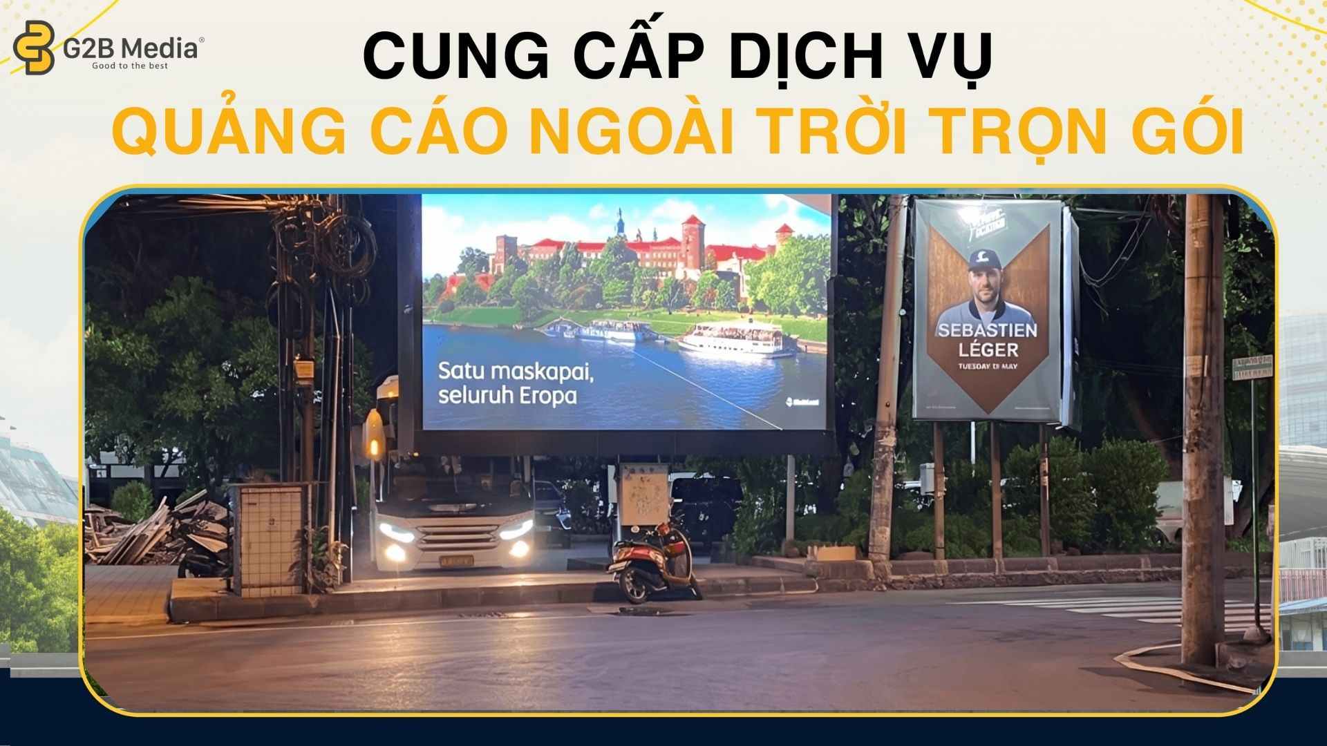 Quảng Cáo LED Pantai Berawa Bali Etihad ban đêm