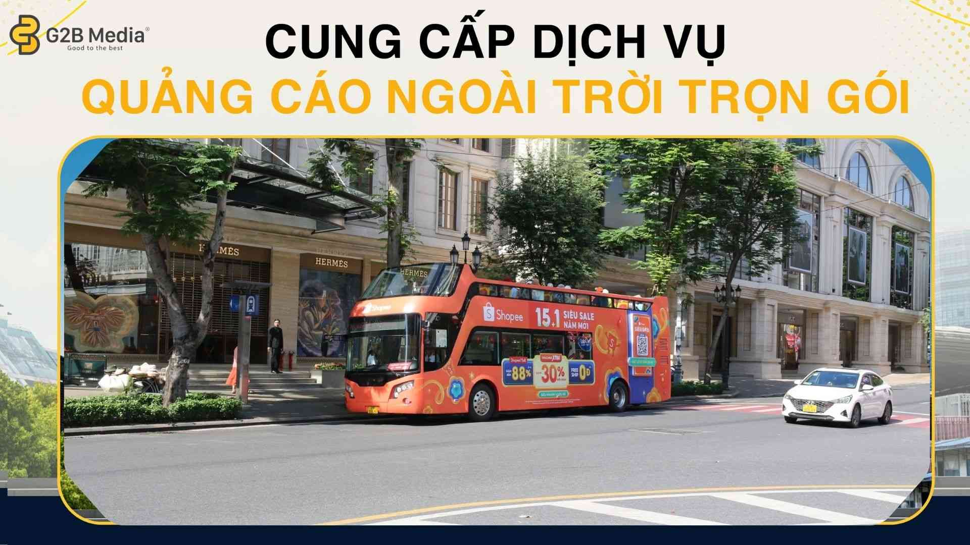 Roadshow Bus 2 tầng Shopee 15.1 Siêu Sale | G2B Media – Quảng cáo xe bus mui trần
