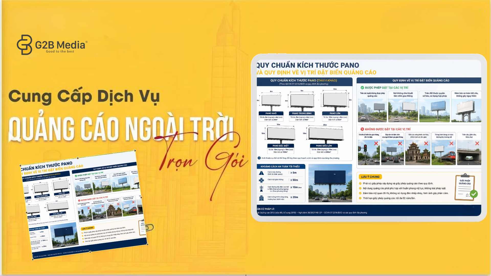 Quy chuẩn kích thước pano và quy định về vị trí đặt biển quảng cáo