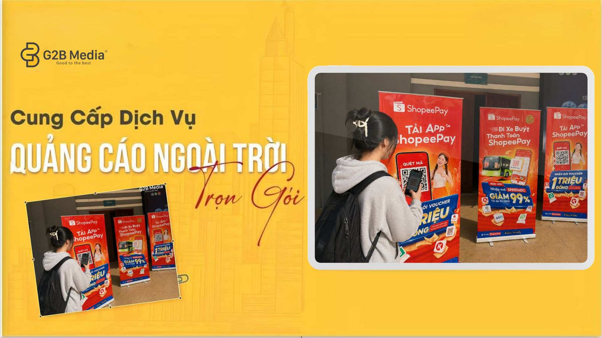 Standee quảng cáo ShopeePay thu hút sinh viên
