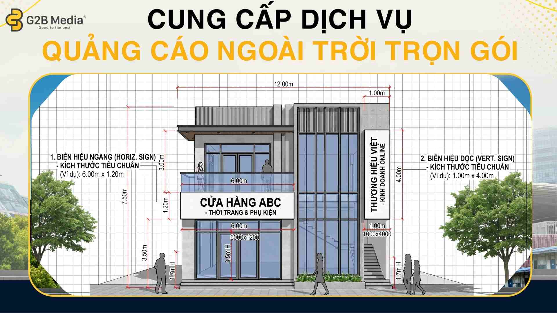 Hạn chế kích thước và tiêu chuẩn thiết kế biển hiệu quảng cáo.
