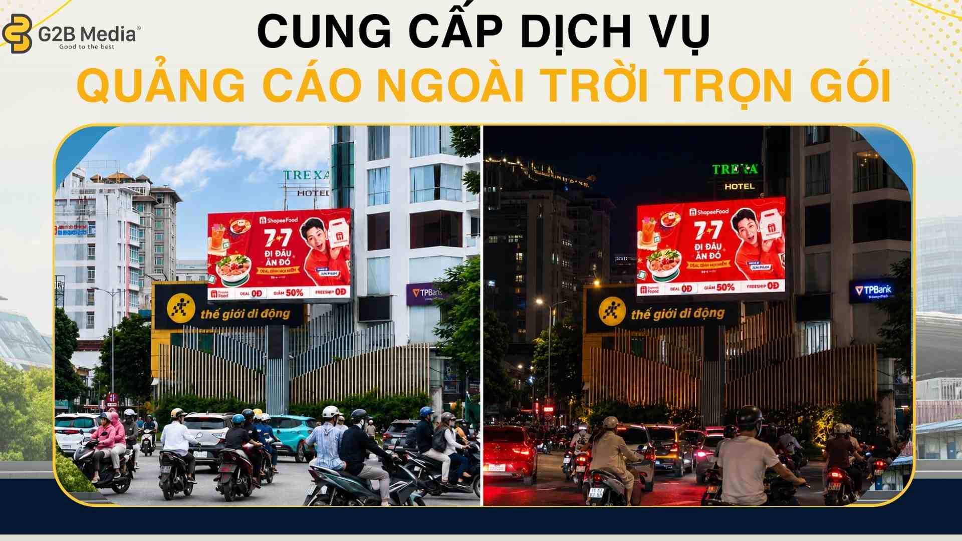 Check-in chiến dịch ShopeeFood 7.7 tại LED ngã 6 TP Huế.