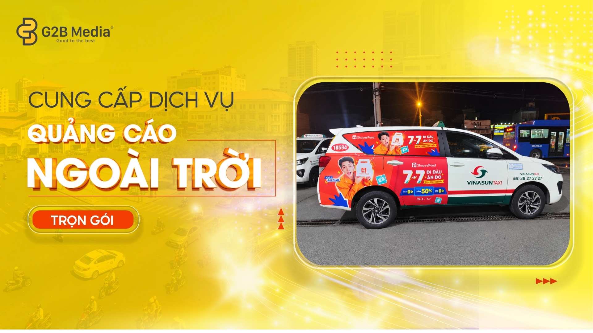 Báo giá quảng cáo ngoài trời bằng taxi.