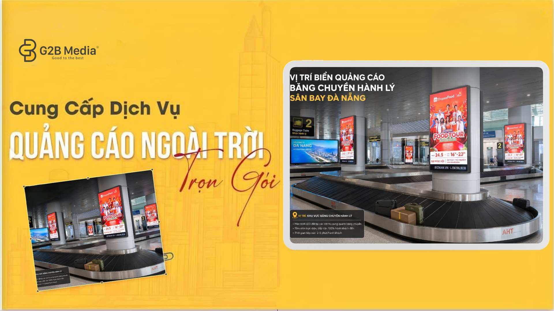 Đặt vị trí quảng cáo và biển quảng cáo tại khu vực băng chuyền hành lý sân bay