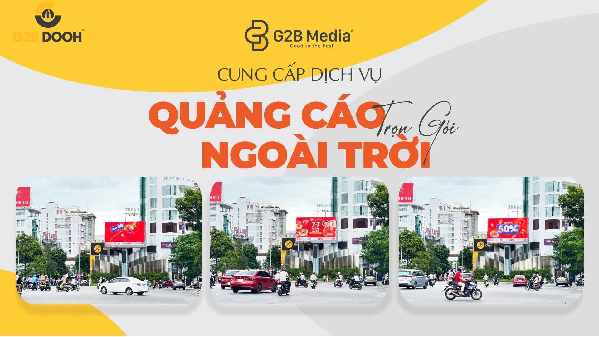 Chiến dịch ShopeeFood 7.7 Đi Đâu Ăn Đó tại bảng LED ngã 6 TP Huế.