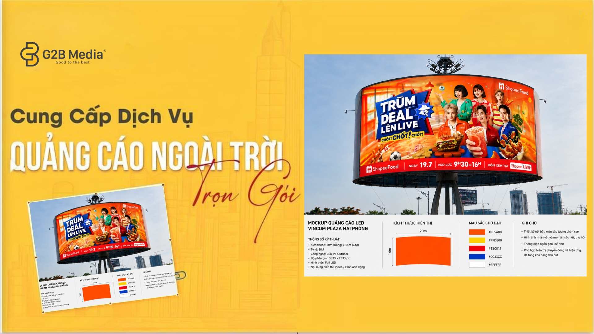 Mockup thiết kế quảng cáo chuẩn bị đưa lên màn hình