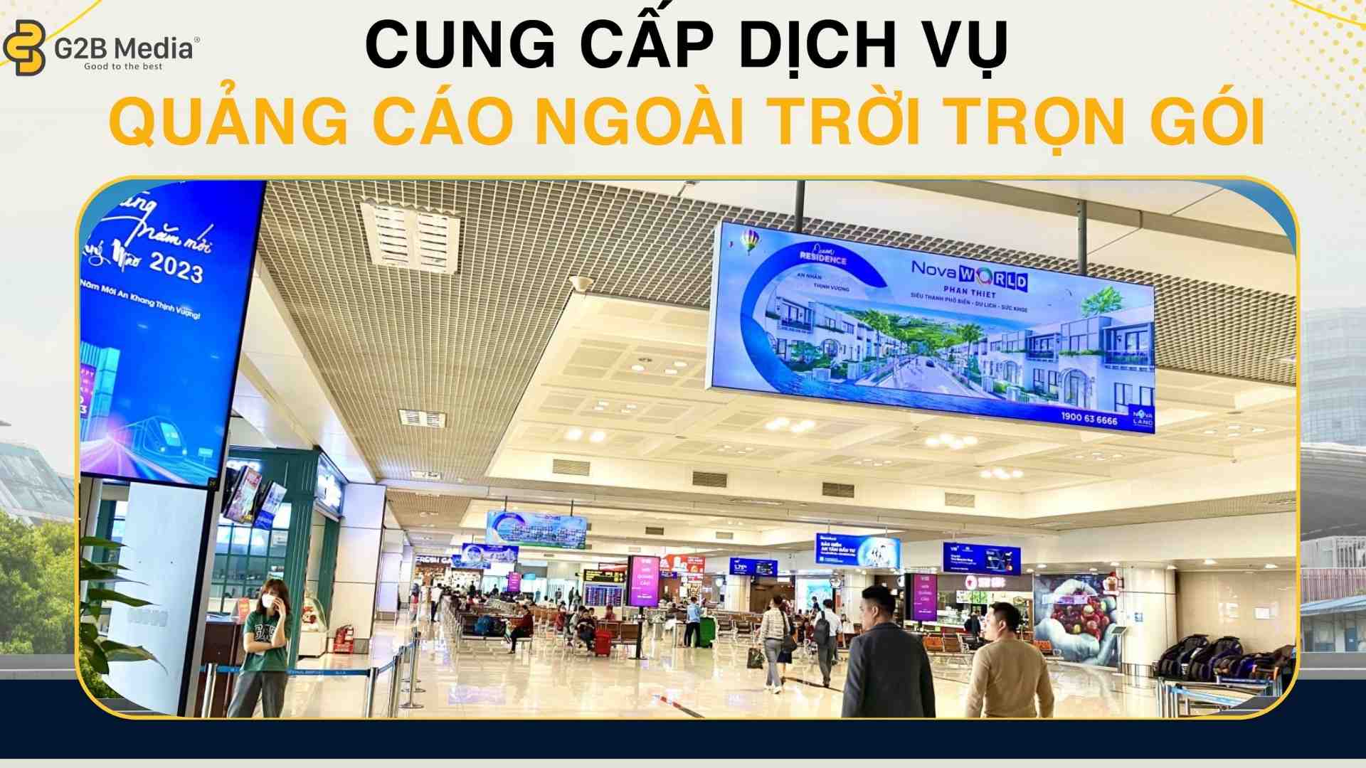 quảng cáo bằng Biển hộp đèn tại sảnh B ga quốc nội ở sân bay nội bài.