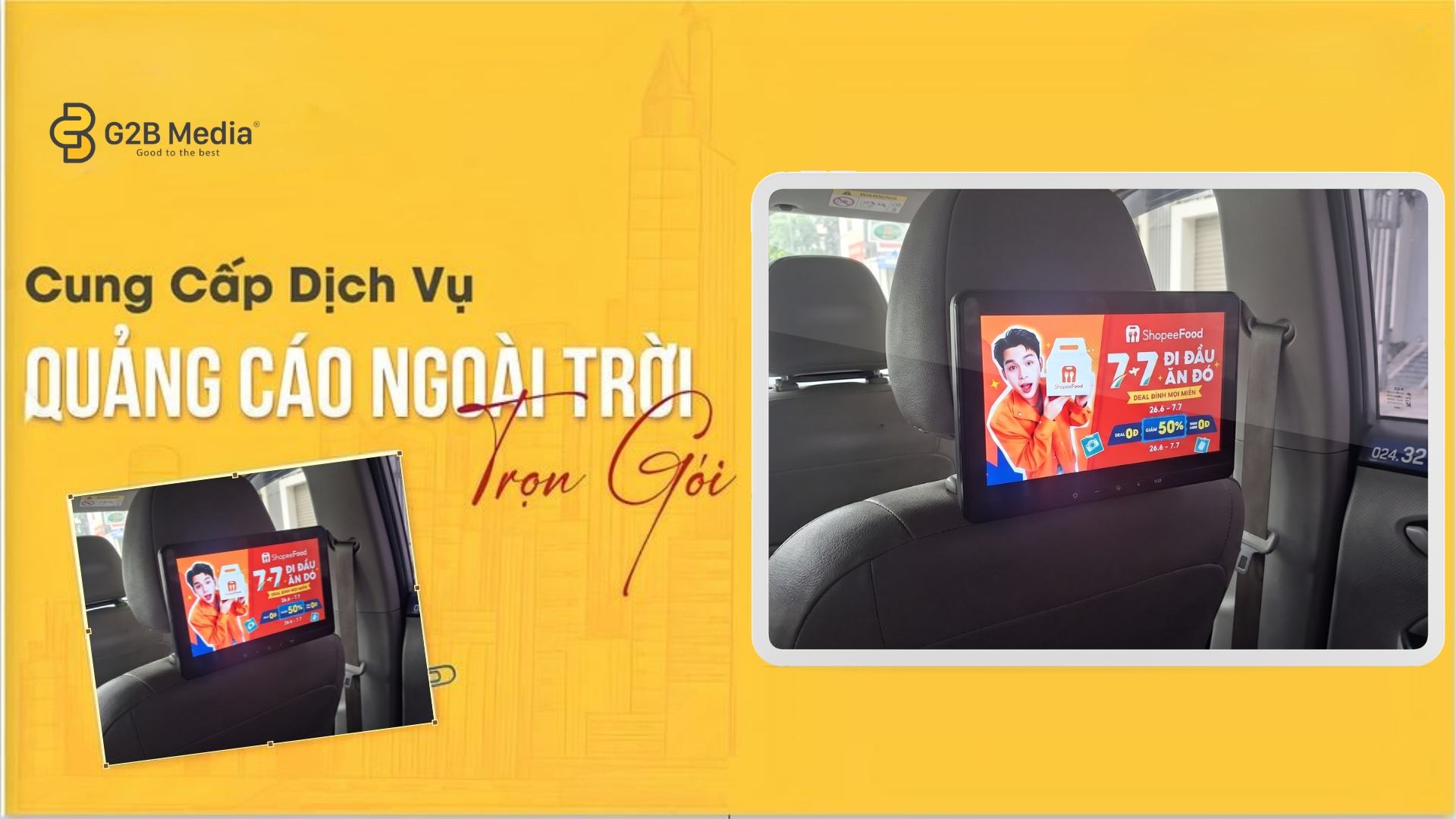 Quảng cáo màn hình LCD trong xe taxi G7.