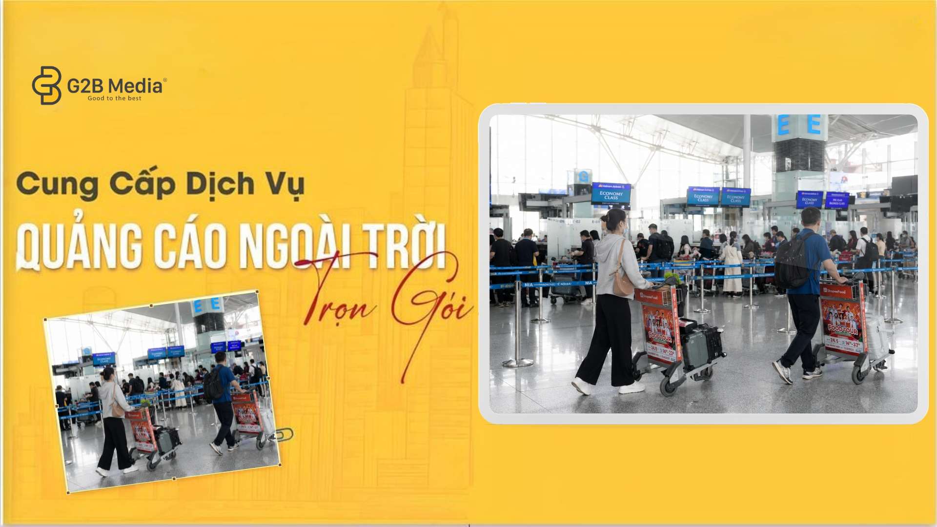 Quảng cáo xe kéo hành lý tậi sân bay Nội Bài.