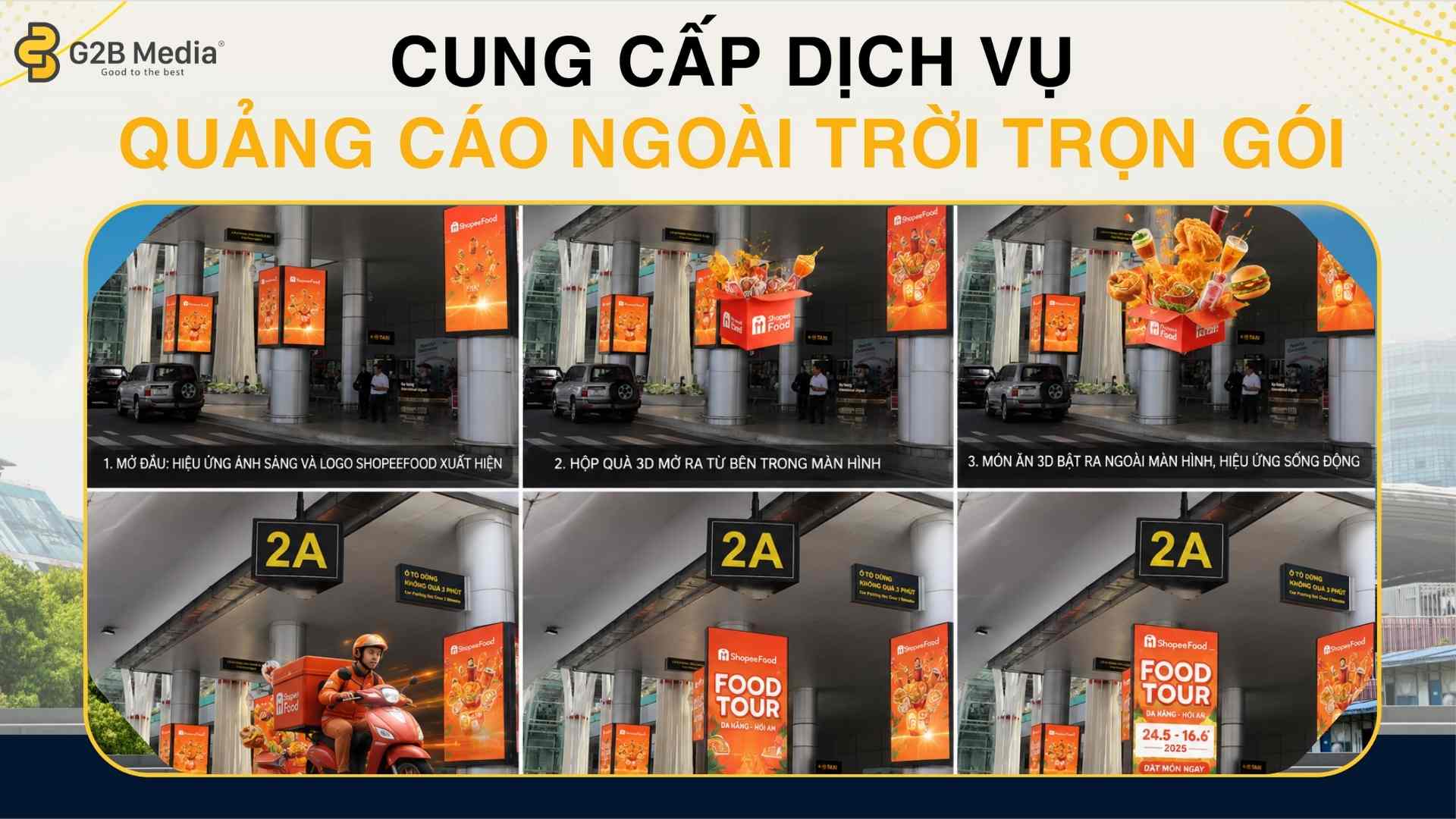Thiết kế dồ họa hiệu ứng hình ảnh màn hình quảng cáo sân bay