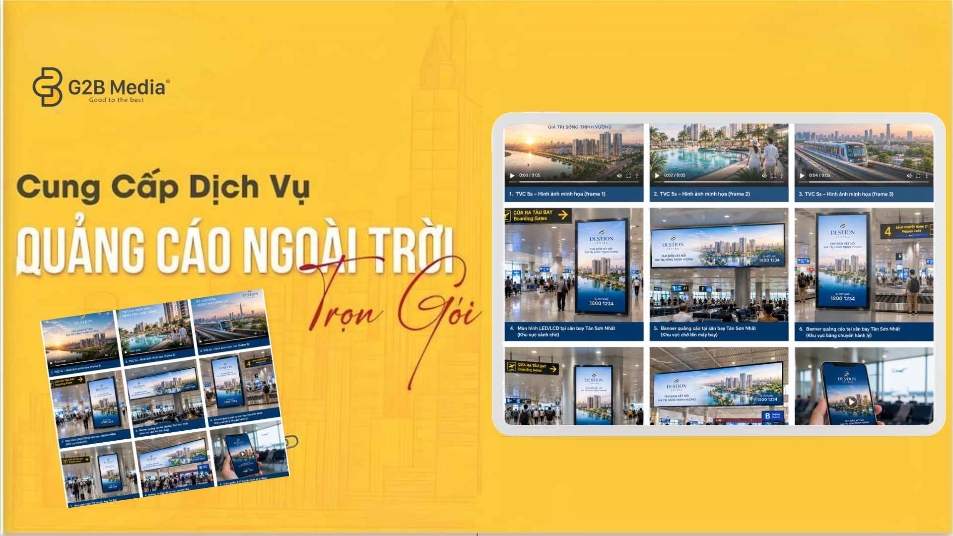Các định dạng hiển thị quảng cáo wifi sân bay.