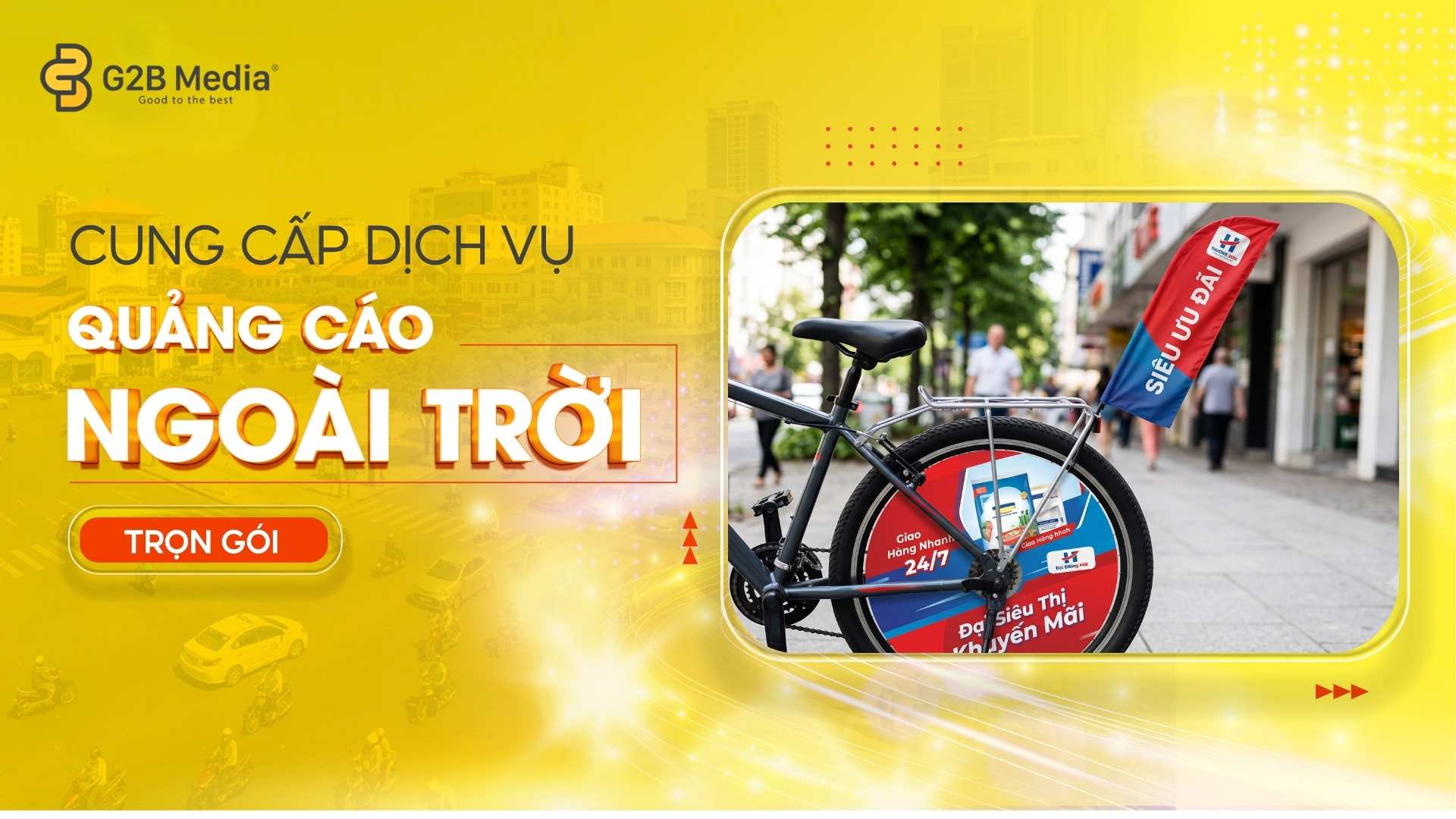 Các chi tiết trang trí xe đạp roadshow chuẩn OOH.