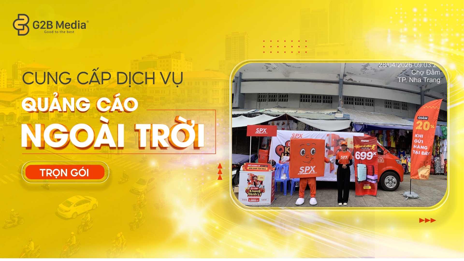 Booth quảng cáo SPX Chợ Đầm Nha Trang.